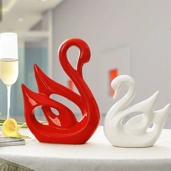 

eleghant ceramic couple swan statue ornament home decor crafts room decoration animal porcelin figurines wedding decorations