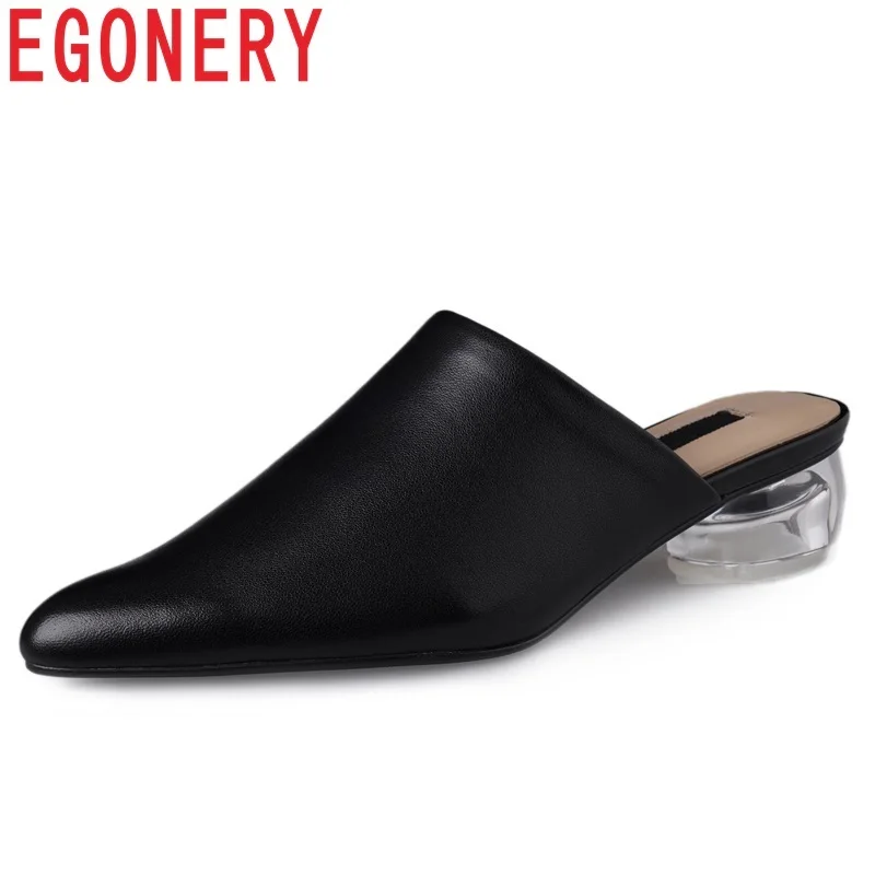 

EGONERY shoes woman 2019 summer newest fashion sexy med strange style crystal woman slippers outside pointed toe ladies shoes