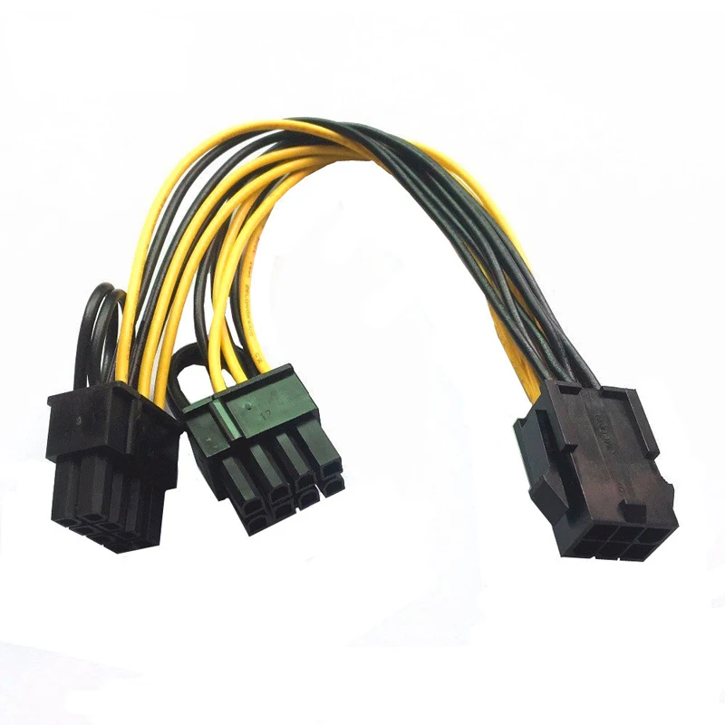 ULT-Best Cable PCI-E PCIE 6p Female to Dual 8pin 6+2 Male GPU Graphics Video Card Power Supply Extension Riser Mining Cord Cabo