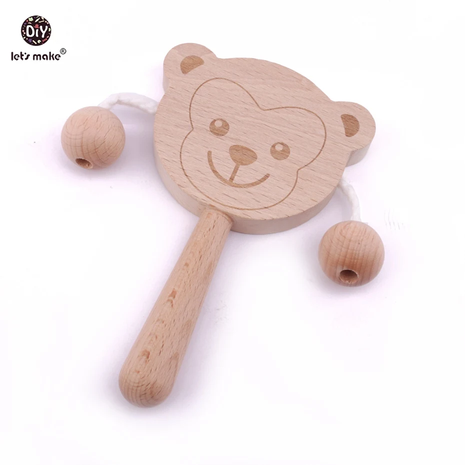 

Let's make 1pc Beech Wooden Cartoon Animals Boy & Girl Blessed Handbell Baby Toy Kids Rattles Drum Musical Instrument Teether