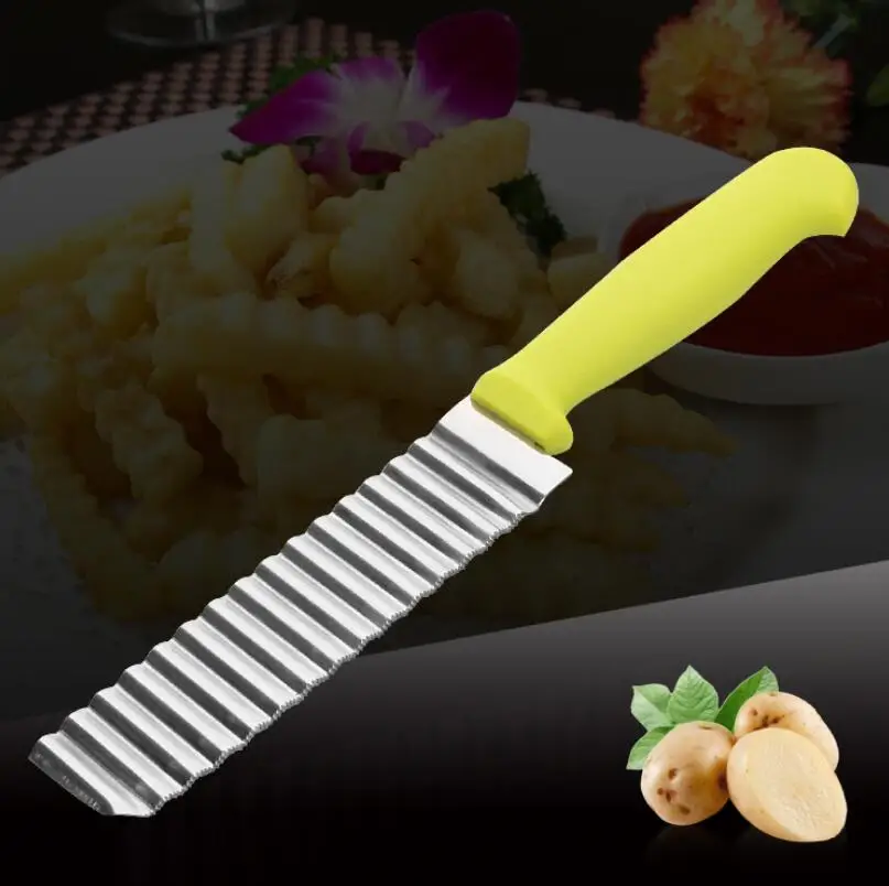 Нержавеющая сталь Французский волновой нож Профессиональный картофель фри резательный стержень фрукты гофрированный нож инструмент LX1858