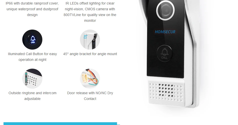Cheap HOMSECUR 7" Video&Audio Smart Doorbell+Aluminium Alloy Camera for Home Security   BC031-B + BM715-S 3