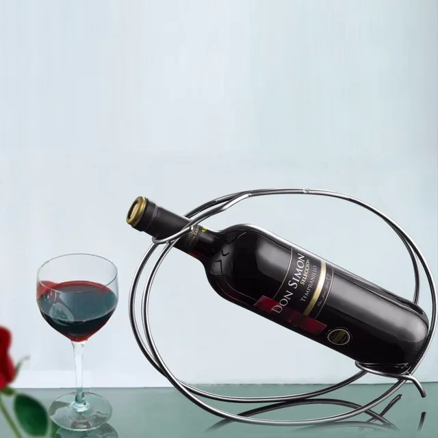 Stainless Steel Single Bottle Displaying Wine Holder Free Stainless Steel Single Bottle Displaying Wine Holder Free Standing Modeling Simple Combination Of Display And