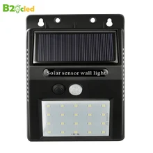 Светодиодный лампа, подзаряжающаяся на солнце открытый сад лампы украшения ПИР движения Сенсор ночь безопасности настенный светильник IP65 Водонепроницаемый