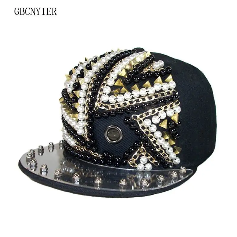 

GBCNYIER Fashion Unisex Sport Hat Outdoor Street Cool Men And Female Dance Show Team Cap Rivet Fashion Show Time Hats