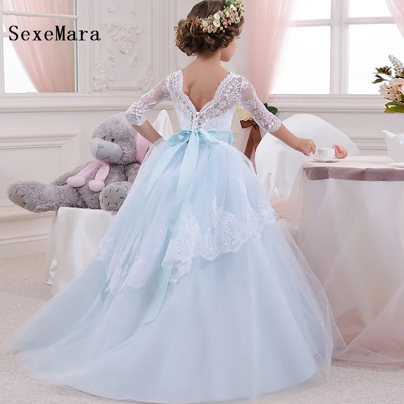 Cute Customize Flower Girl Dress for Wedding Formal Wear for little Girls Lace Tulle Puffy Pageant Gown Birthday Dress