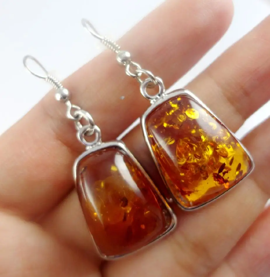 

Free shipping 1pair Fashion Precious Modernist TEARDROP GOLDEN HONEY PRESSED AMBERS earring jewellery making C57