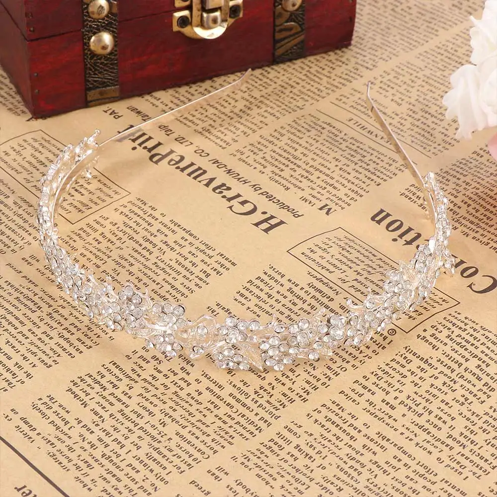 

Twinkling Full Crystal Rhinestone Headband Flower Leaf Sweet Wedding Bridal Flower Headwear Girl Tiara Jewelry Hair bands Hair A