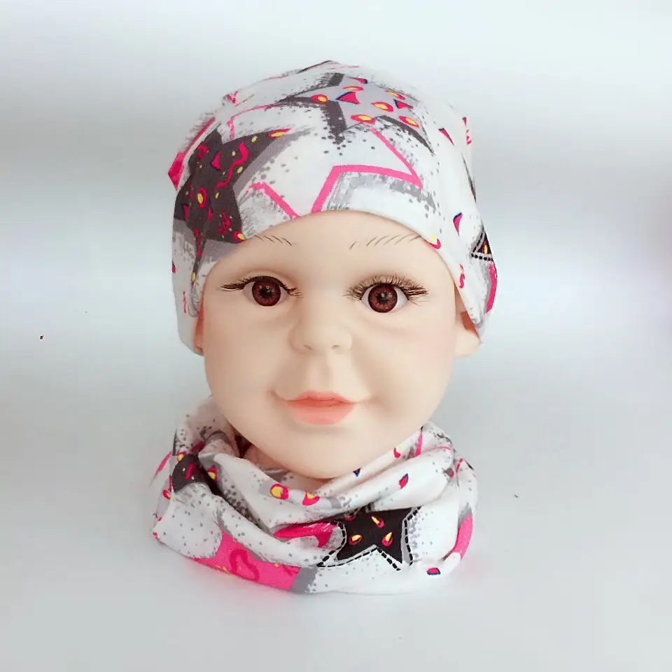 Baby Hat Set Ice Cream Love Print Baby Hats Newborn Hat Children Scarf