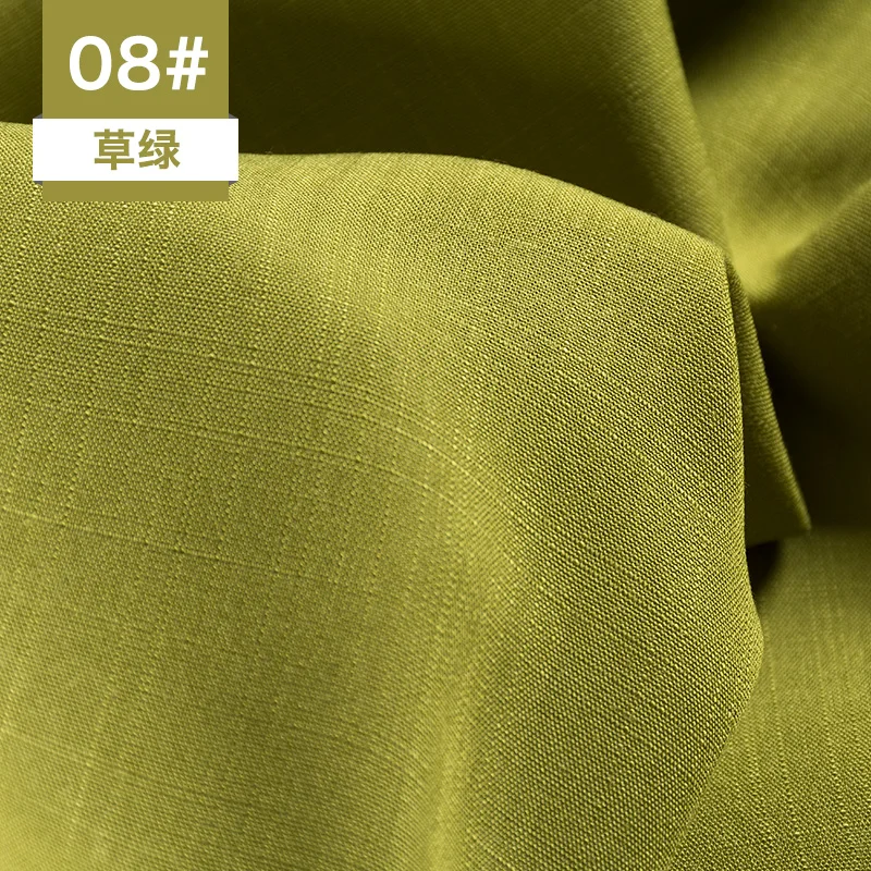 Плотная ткань из бамбукового волокна, хлопок, лен, одежда для самостоятельного шитья, ткань для дивана, платье, футболка, одноцветная китайская ветровая ткань 50*150 см - Цвет: Светло-зеленый