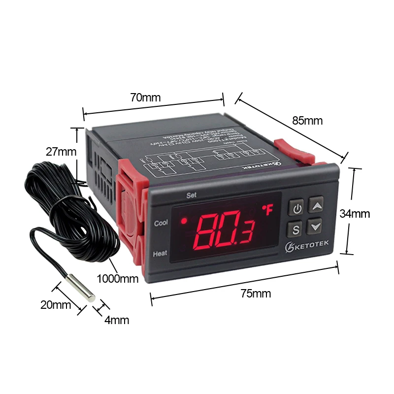 Цифровой регулятор температуры KT1000 два реле на выходе термостат инкубатор 110 В 220