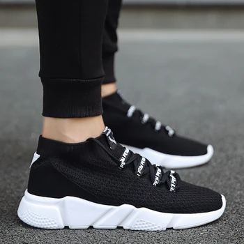 

Women Sneakers Men Knit Upper Breathable Sport Shoes Sock Boots Woman Chunky Shoes High Top Running Shoes For Men Women size 46