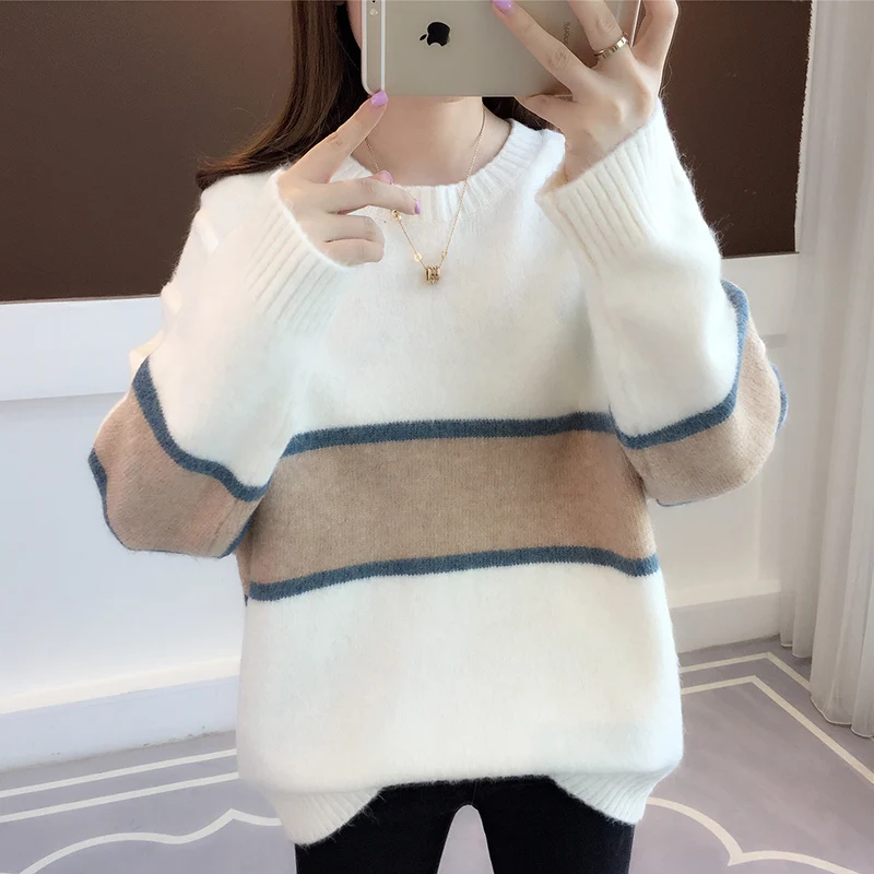 

Chic early autumn jacket 2019 new net red sweater female lazy wind loose loose head Korean winter autumn knitted sweater
