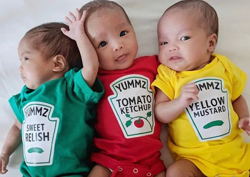 YSCULBUTOL/Детский комбинезон для близнецов, горчичный, милый, с майонезом, для младенцев, пикантный, горячий, с соусом чили, одежда для малышей 0-12 месяцев