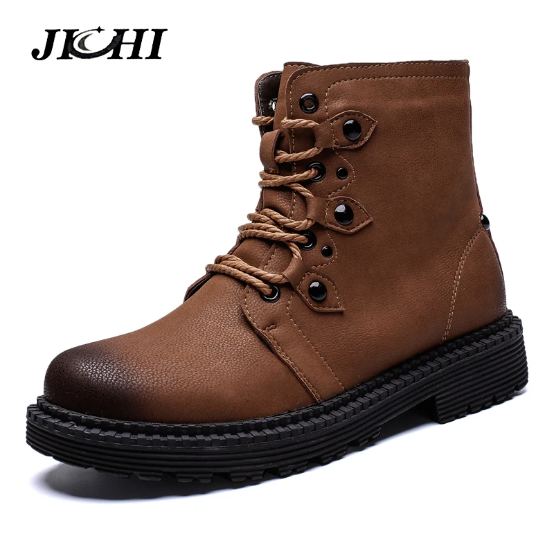 

2018 Winter Fashion Men Boots Shoes Desert Boots Lace Up Ankle Boots Men Antiskid Bottom Keep Warm Waterproof Boots Big Size