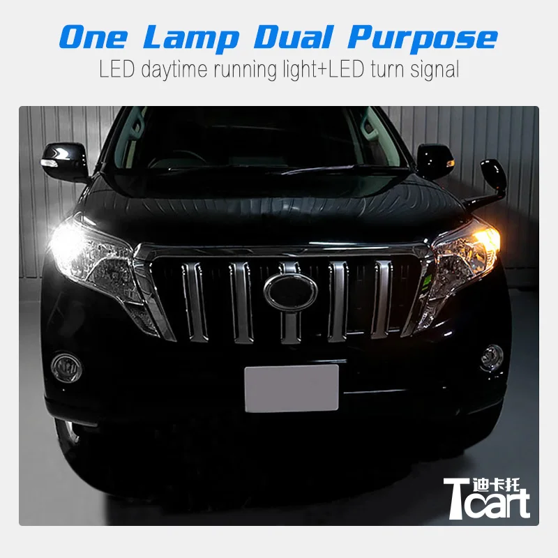 Tcart 2 шт. T20 7440 led drl указатели поворота дневные ходовые огни аксессуары для Toyota land cruiser Prado 150