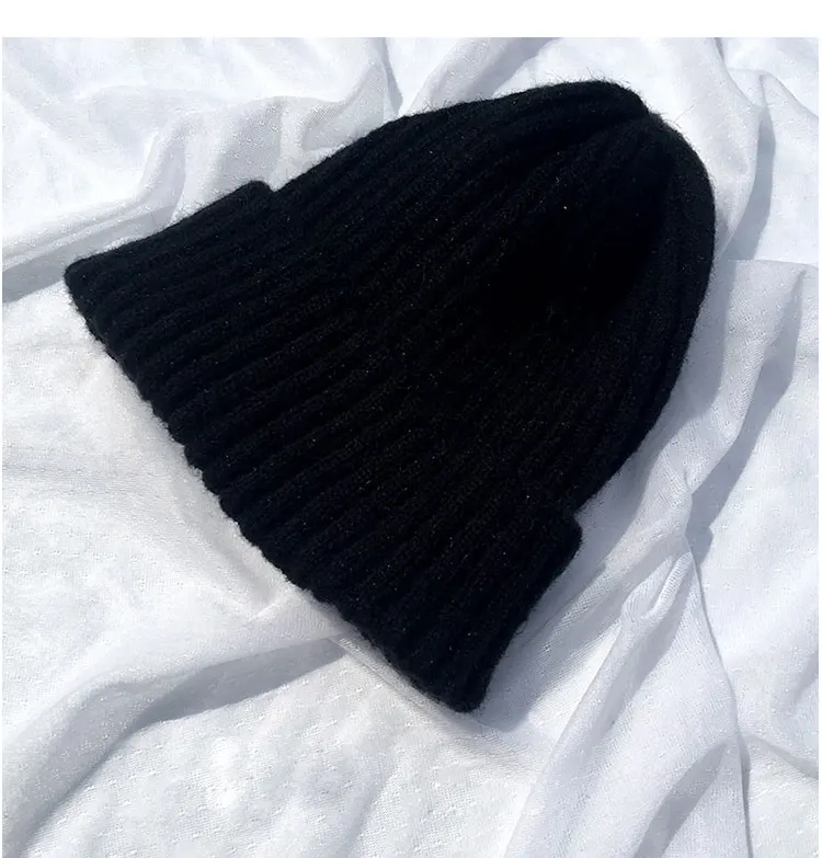 beanie women winter hats for women thick wool skullies beanies for ladies winter beanie hat solid pink black women hats winter hat  (7)
