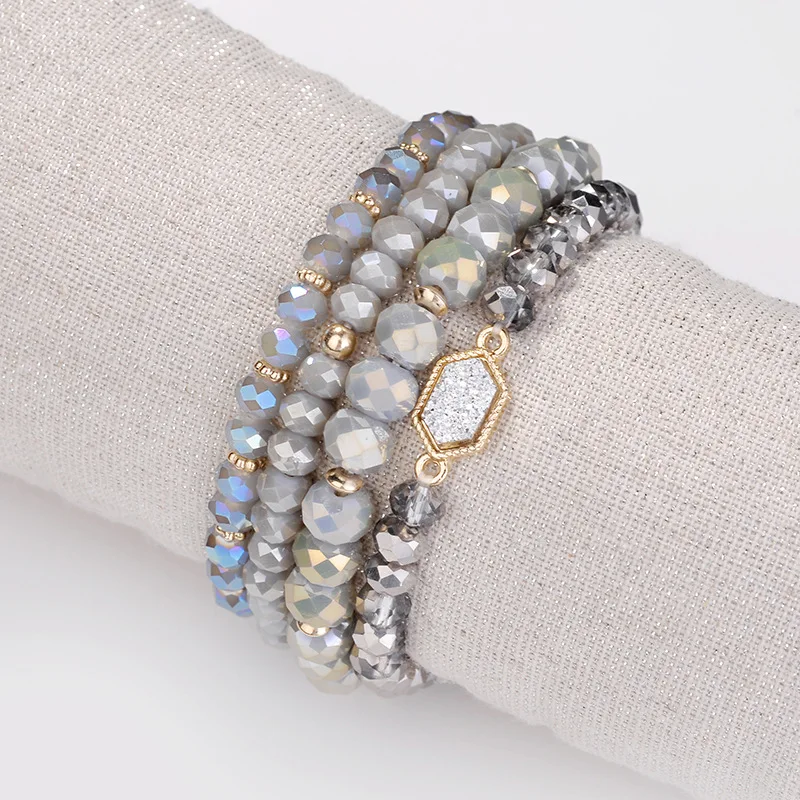 Joolim ювелирные изделия оптом/6 цветов натуральный камень бисера эластичный многослойный браслет массивный браслет для женщин - Окраска металла: silver