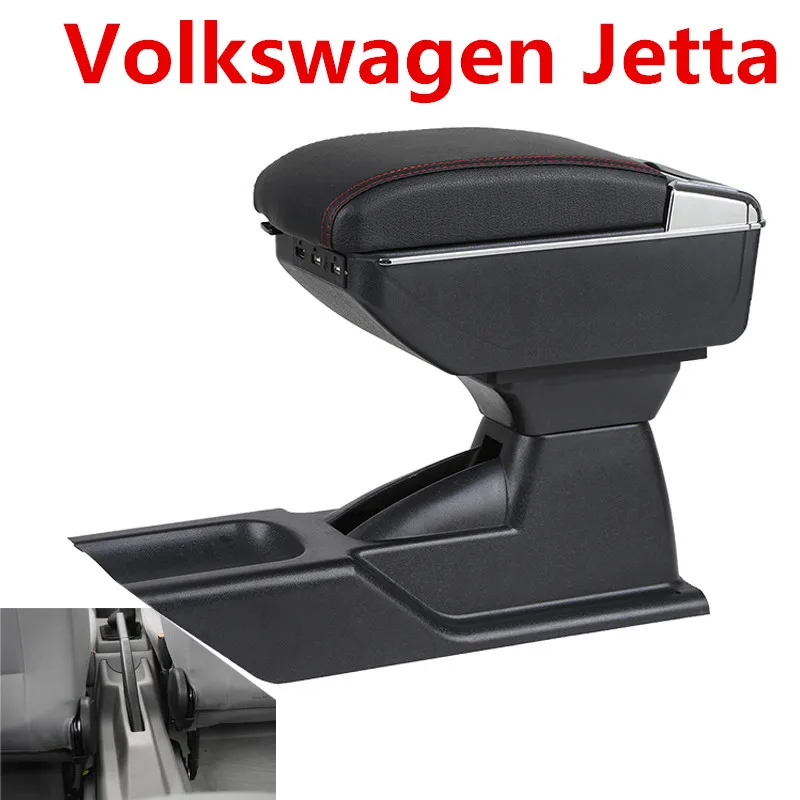 Center Console Latch Lid Black Leather Armrest Cover for VW Golf Jetta