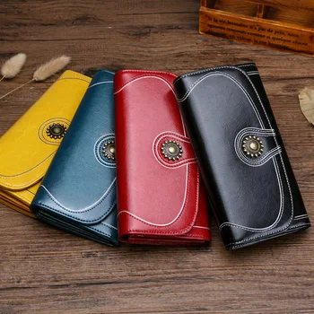 

New leather purse, long cowhide, large capacity handbag, Vintage Purse, Vintage Wallet