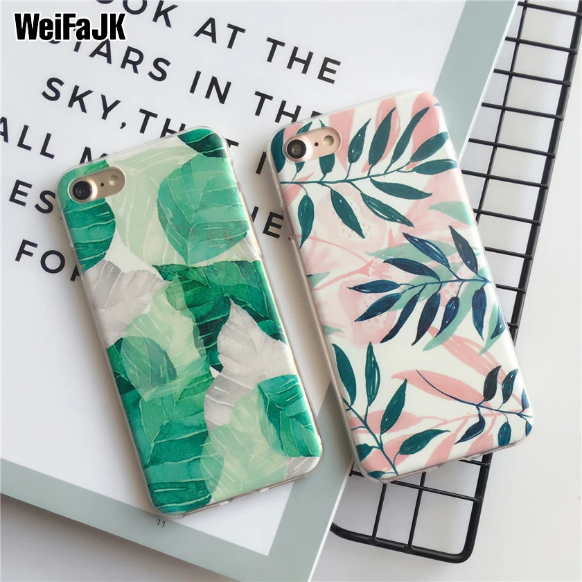 

WeiFaJK 3D Pink Leaf Silicon Phone Case For iPhone 7 8 Plus Rose Floral Soft Silicon Cover For iPhone X 8 7 6 6s Plus 5s Cases