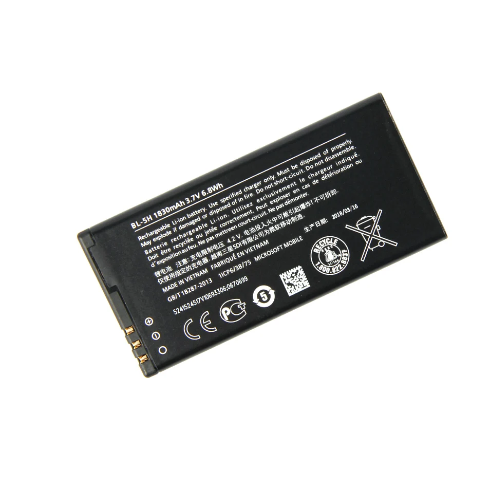 

BL-5H phone battery for Nokia Lumia 635 Lumia 636 Lumia 630 RM-977 RM-978 RM-977 1830mAh BL-5H