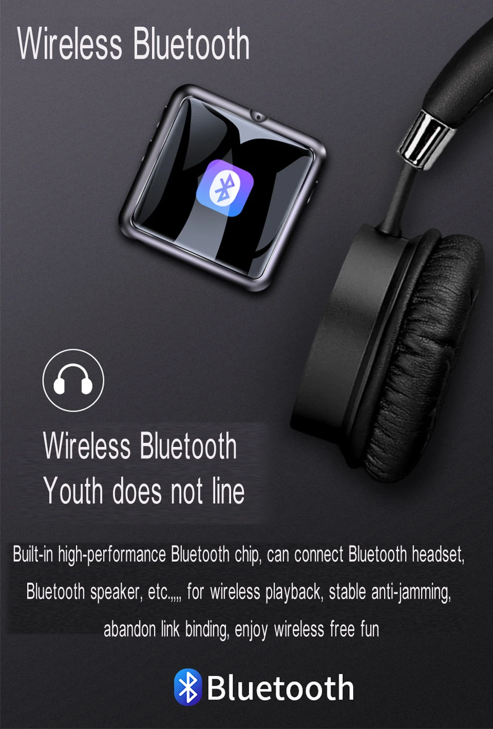 Полный сенсорный экран HIFI MP3 музыкальный плеер Bluetooth 4,1 Запись голоса FM радио портативный Walkman 8G памяти 128 ГБ SD расширения