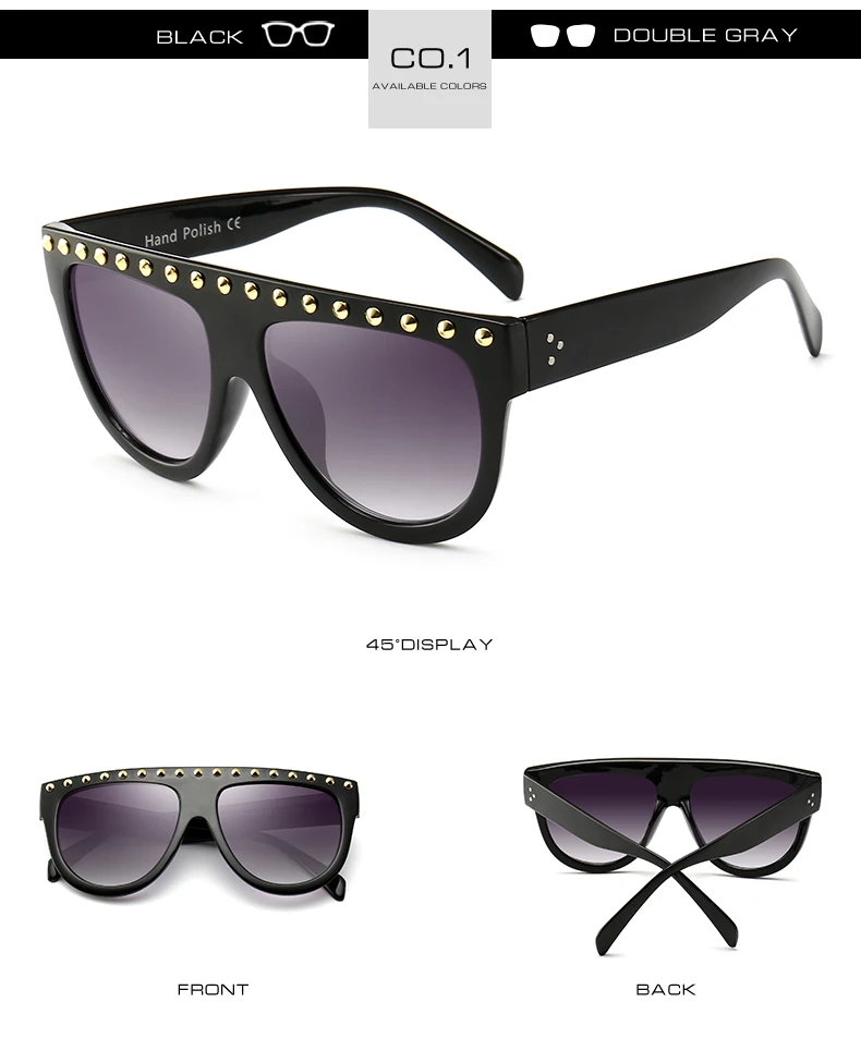 Роскошные брендовые солнцезащитные очки для женщин, Винтажные Солнцезащитные очки, готический оттенок для женщин, новинка, с заклепками, Ретро стиль, Gafas De Sol Mujer
