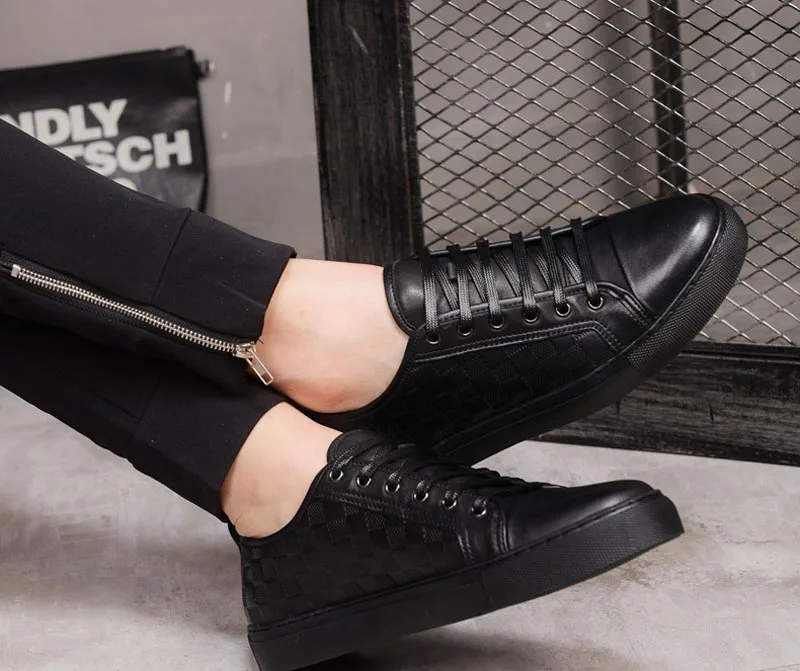 2019 новая весенняя повседневная обувь для мужчин в стиле ретро, панк, клетчатая обувь, Лидирующий бренд, натуральная кожа, мужская обувь на