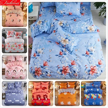 

Colorful Flower Pattern Duvet Cover 3pcs/4pcs Bedding Set Kids Soft Cotton Bed Linens 1.5m 1.8m 2.0m Bedspreads Queen King Size