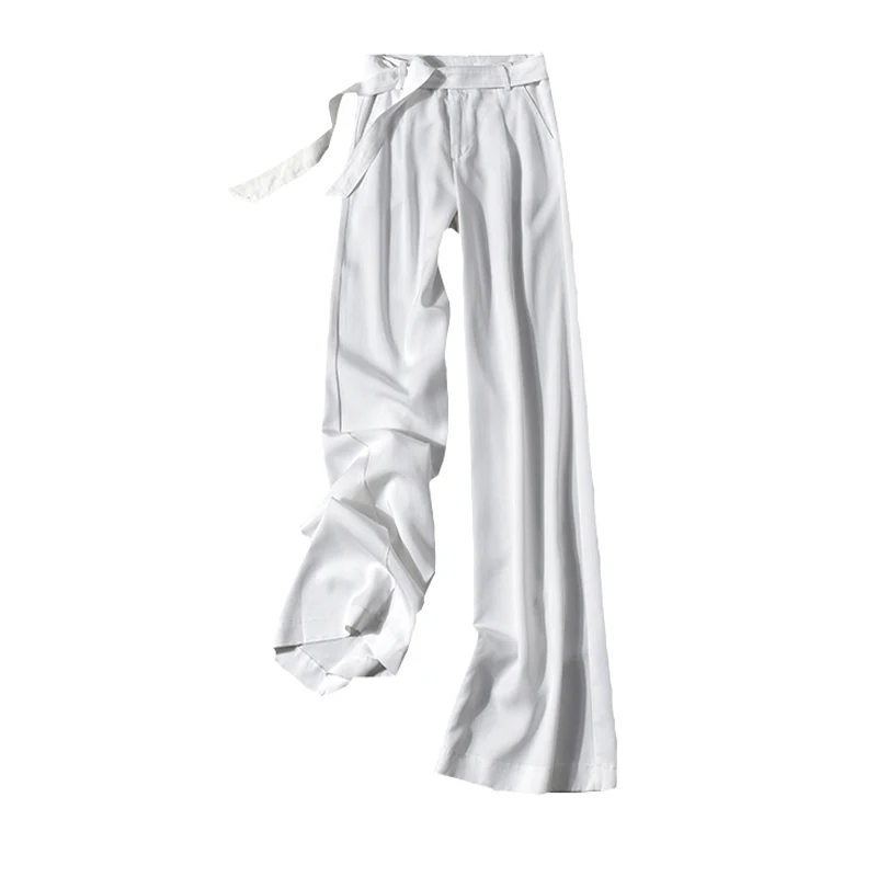 Белые широкие женские брюки летние тонкие размера плюс офисные женские брюки палаццо готические элегантные женские брюки в Корейском стиле