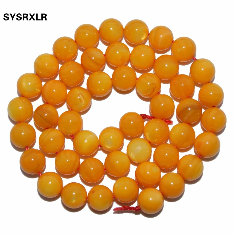 Wholesale Natural Shell Dye Yellow Color Round Stone Beads For Jewelry