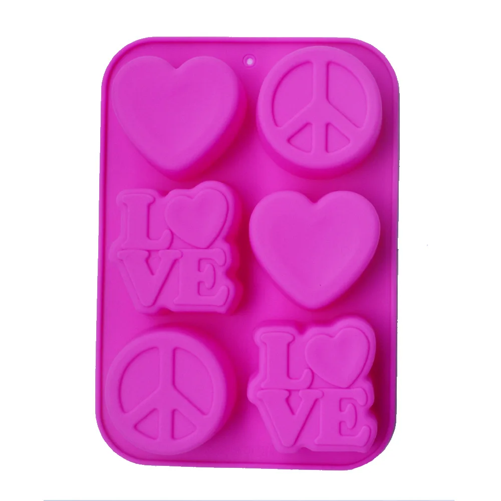 Silicone Cake baking mould handmade soap mold LOVE carved Heart Shape