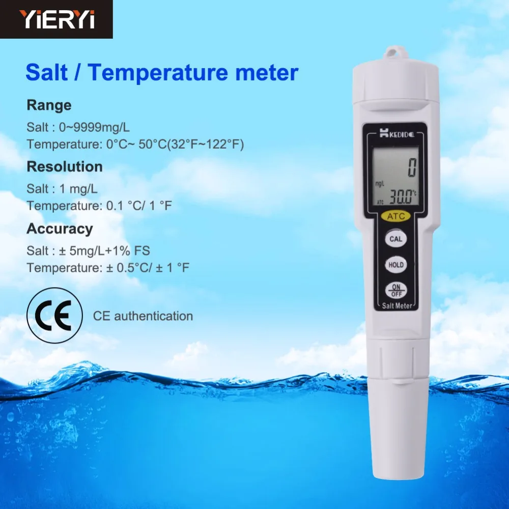 

New CT-3081 Pen Type Salt Meter Digital Display Salinometer Waterproof Test Range 0-9999 mg/L Water Tester Salinity Tester