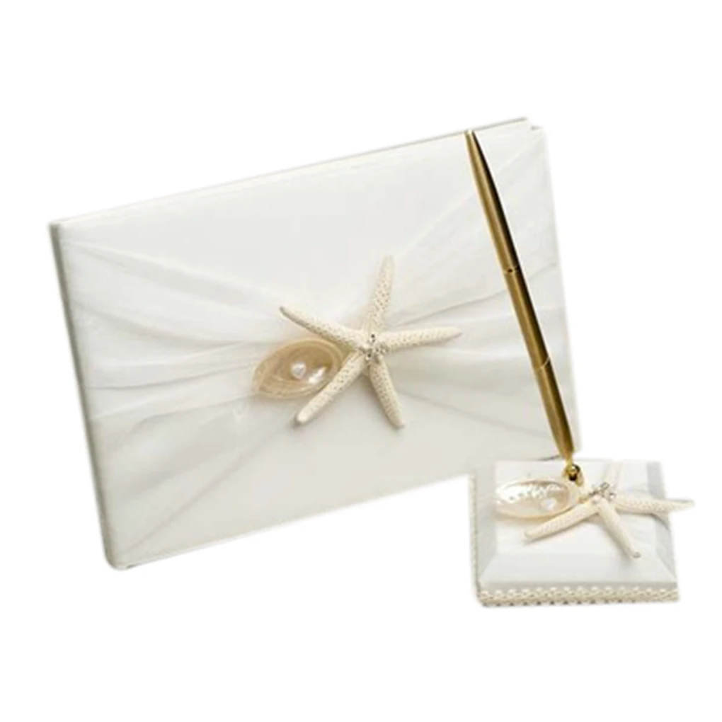 

Starfish Shell Wedding Guest Book with Signing Pen for Wedding Party Decor