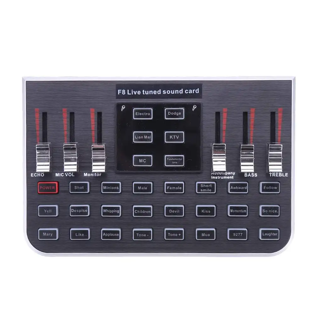 

F8 4 Modes Studio Audio Mixer Microphone Webcast Entertainment Streamer Live Sound Card for Phone Computer PC