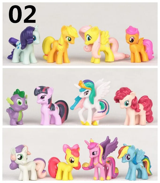 

12pcs  Toy Collection pawl Cute patroled PVC Unicorn Poni Toys For Children Birthday Holiday Christmas doll Gif