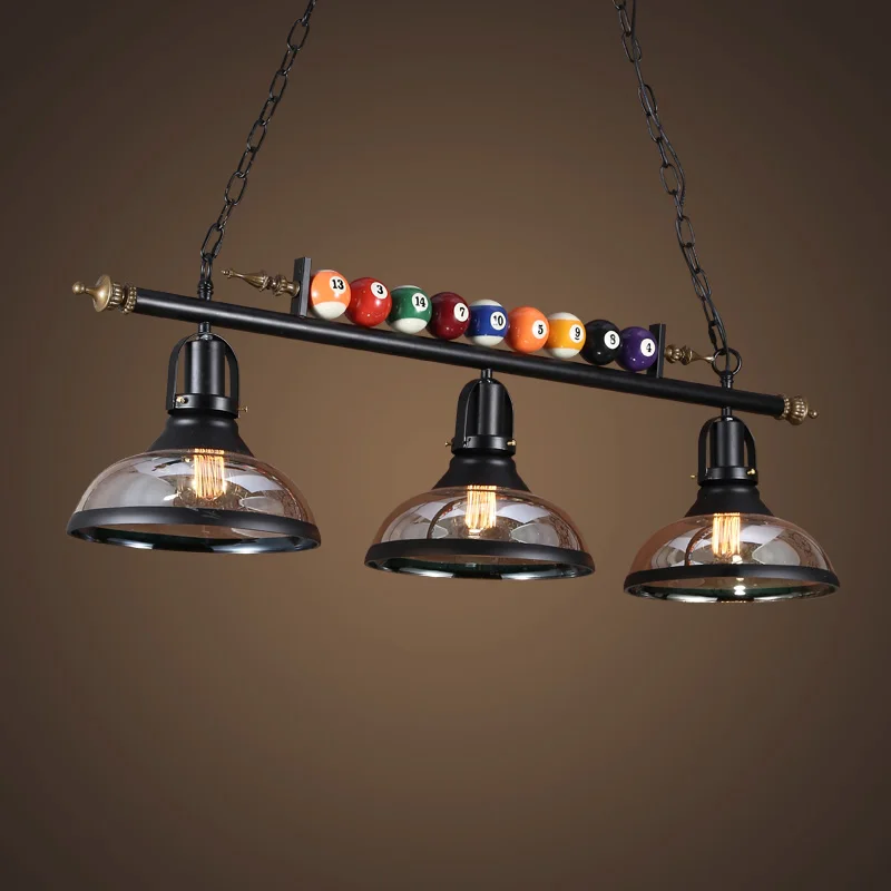 Винтажный промышленный подвесной светильник в стиле лофт для бильярда, стеклянный абажур, черный шар, для кафе-бара, кухни, гостиной, подвесной светильник, лампа