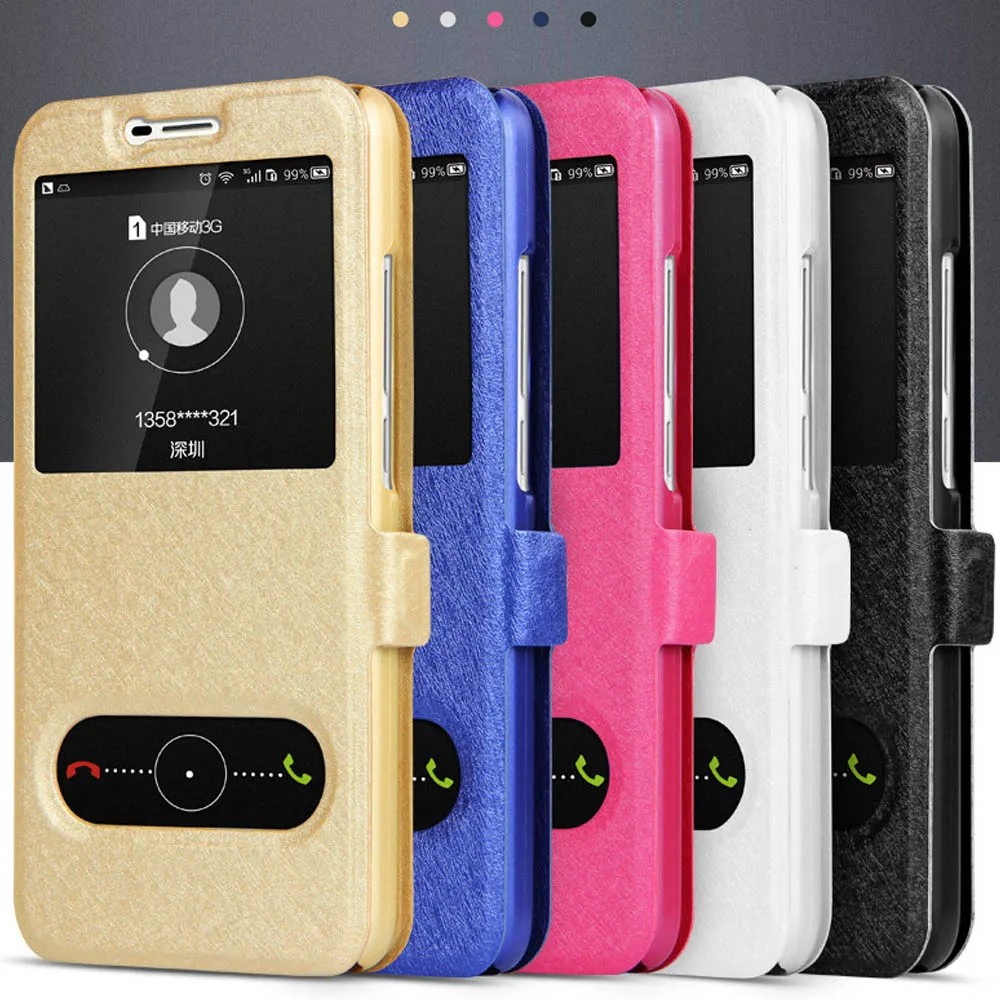 Флип чехол для HUAWEI Y6 pro TIT U02 кожаный с двумя окошками Huawei Enjoy 5 Honor Holly 2 Plus 4C pro|case
