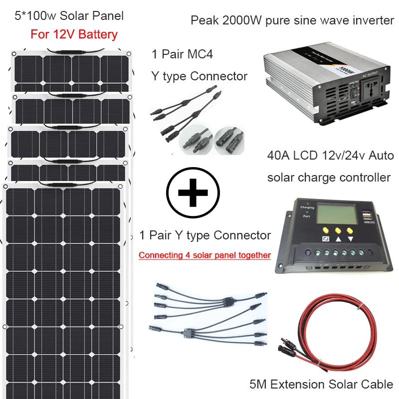 500W solar system 12V
