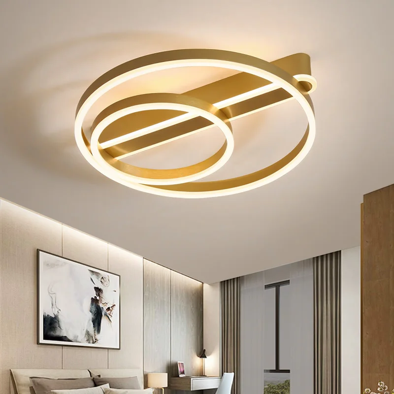 

Golden Modern Led Ceiling Lights For Living room Dining room Bedroom Warm Creative Study Personality Simple round Ceiling Lamps
