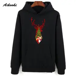 Aikooki Олень Дизайн Толстовки Кофты для мужчин/для женщин Рождественский костюм плюс размеры Милу пуловеры с оленями повседневное обувь для