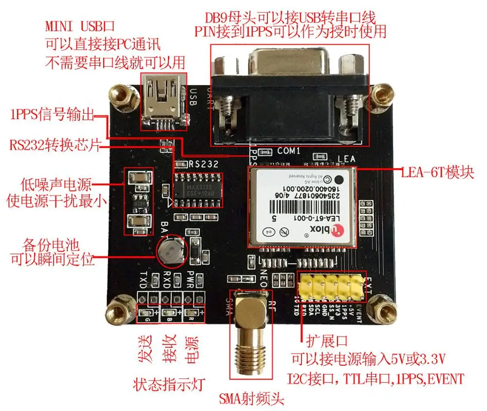

LEA-M8T development kit, GPS time RTKLIB, external antenna can be equipped with aluminum alloy shell, RAW, DATA