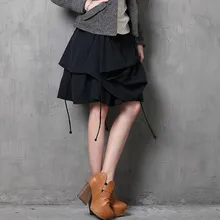 Зимняя юбка SIPAIYA Осенняя Новая Винтажная хлопковая юбка с завязками на талии Асимметричные женские юбки плиссированные Saia Feminina X3518
