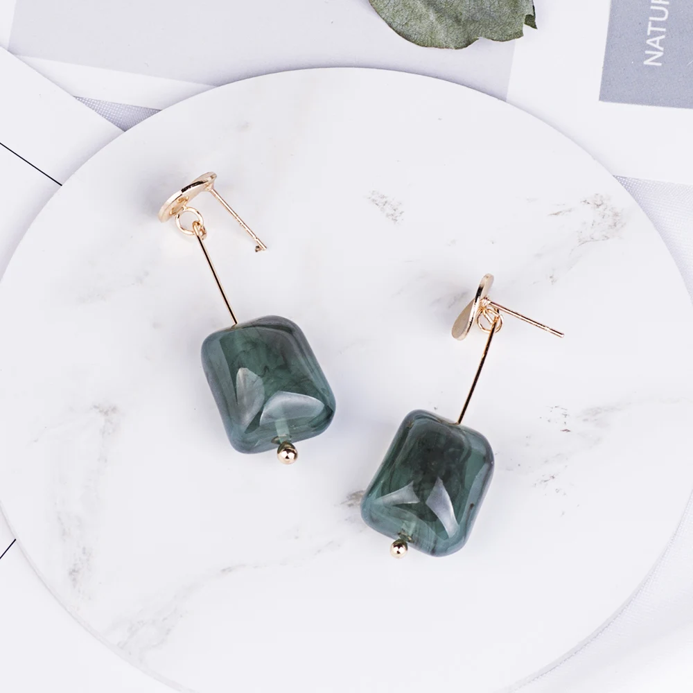 Gunalong Trendy Dangle Fashion Resin Earring for Women Long Round Gold Metal Dangling Acrylic Drop Earring Elegant Gifts jewelry (8)