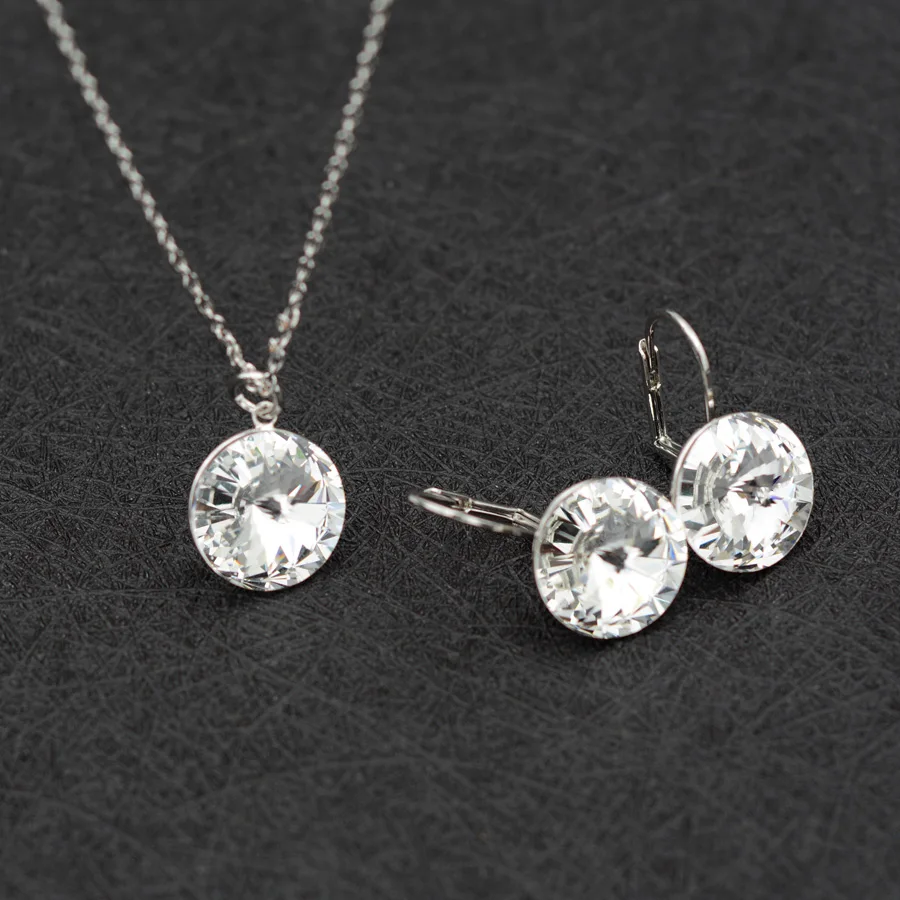 BAFFIN оригинальные кристаллы от Swarovski Bella Ювелирные наборы круглый кулон ожерелья пирсинг серьги для женщин свадебный подарок