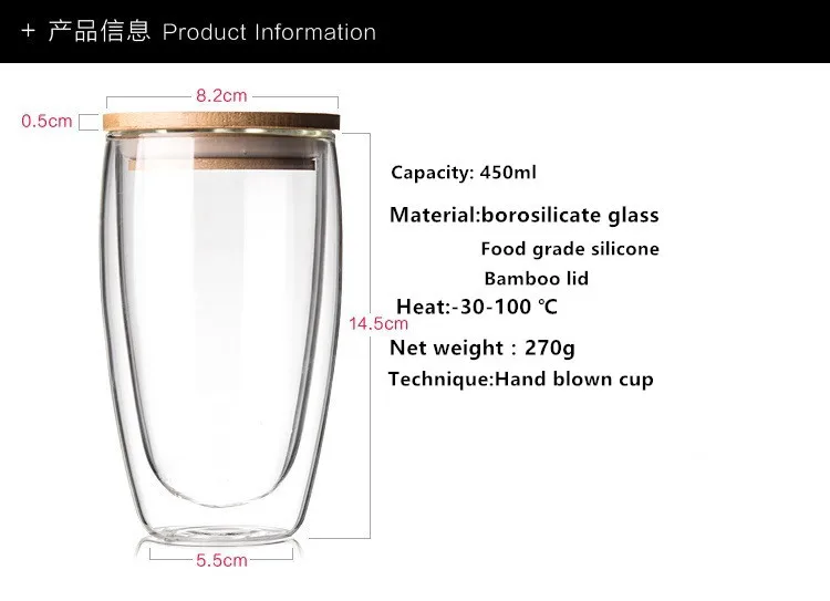 Высокое боросиликатное двойной слой стекла пользовательских покрыты с крышкой Изолированные чашки прозрачное стекло кружки для кофе творческой форме яйца чашки