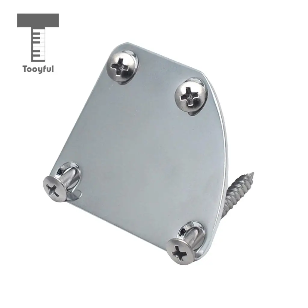 Tooyful Chrome Electric Guitar Neckplate Metal Neck Plate with Screws for Strat Tele Guitar Parts