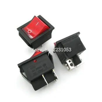 

2Pcs/Lot Red Light 4 Pin On/off Boat Button Switch 250V 15A AC AMP 125V/20A P0.5 25*31mm Rocker Switches KCD4-202