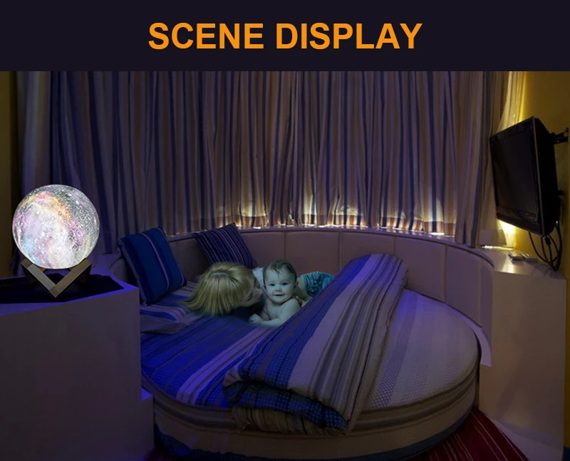 Окрашенные звездное небо светодиодный 3D лунный ночник перезаряжаемый 3/7 цвет изменить сенсорный принт луна лампа Фэнтези Фея подарок лампа для детей
